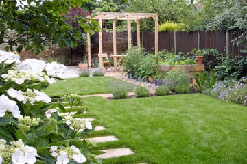 Large garden in Ealing with pergola and vegetable garden
